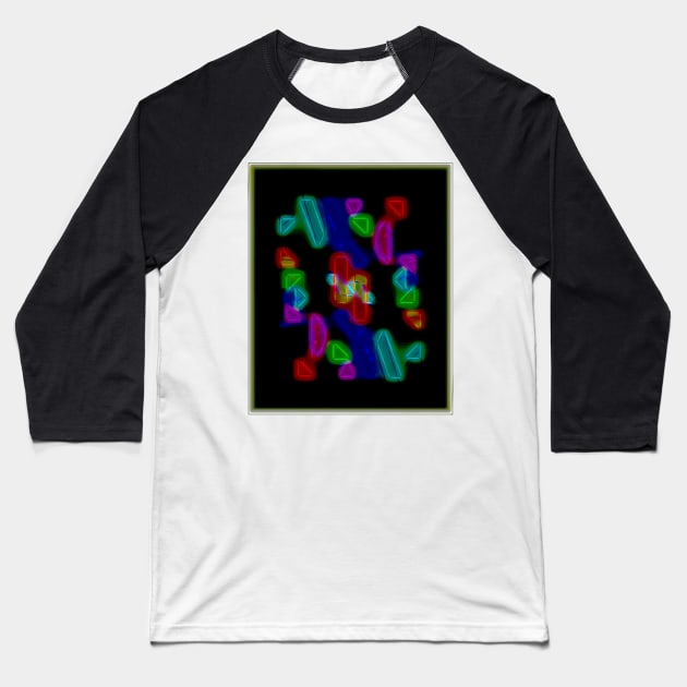 Neon Fragments Four Baseball T-Shirt by andalaimaging